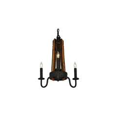 17" Wide Barrel Stave Madera 3 Light Chandelier