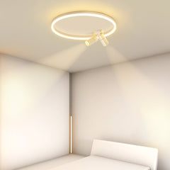 16'' Round Dimmable Adjustable Flush Mount Light with 2 Spotlights Track Lights