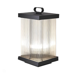 Square Portable Waterproof Striped Glass Black Solar Outdoor Lights