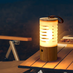 Portable Wood USB Rechargeable LED Camping Lantern