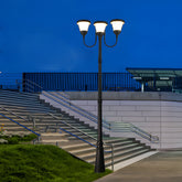 3-Light Black Finish Traditional Outdoor Street Lights with Post Top