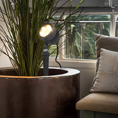 Adjustable Round LED COB Waterproof Black Modern Outdoor Spotlights