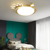 Round Cartoon Crowns Three Step Dimming Copper Modern Ceiling Light Fixture