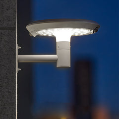 Round Solar-Powered LED Outdoor Wall Light with Motion Sensor