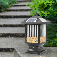 Retro Scenery Waterproof LED Black Vintage Solar Fence Post Lights