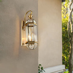Retro Creative Copper Glass European Style Outdoor Wall Lights Exterior Lamp