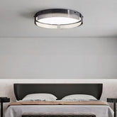 16.5/20.5-in Round Black Stripe Glass LED Flush Mount Light