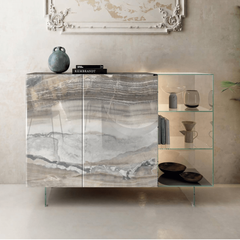 36e8 Glass Sideboard - Onice Grigio