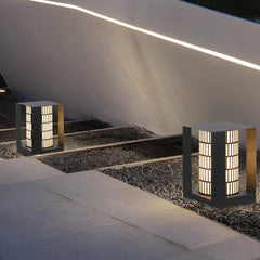 Square Lantern Waterproof LED Black Modern Backyard Landscaping Lights