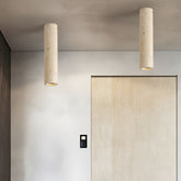 1-Light Modern Yellow Travertine Long Tube Ceiling Lamp for Hallway, Entrance