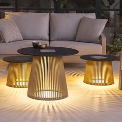 Waterproof Round Iron Cage Table RGB 16 Colors Solar Outdoor Lanterns