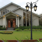 2 Lights Waterproof Black European Style Outdoor Pole Lights Public Lighting