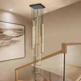 6 Rechthoekig Frame Aluminium LED Zwart Noordse Duplex Trappen Kroonluchter