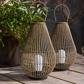 Portable Waterproof Handmade Rattan Iron Modern Outdoor Light Lanterns
