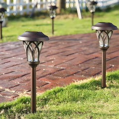 Waterproof Metal Glass LED Retro Modern Solar Powered Lawn Lights
