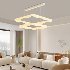 2/3 Square Rings Cream Style Three Step Dimming LED Modern Chandelier