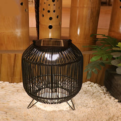 Waterproof Portable LED Rattan Retro Solar Powered Outdoor Lanterns