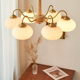 4 Lights 6 Ligths Glass Wood E27 LED Nordic Chandelier Hanging Ceiling Lights
