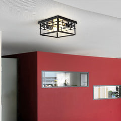 Round Square Waterproof Black Rustic Outdoor Light Ceiling Lighting