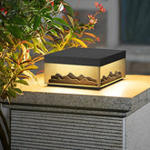 Mountain Scenery LED Waterproof Black Modern Solar Fence Post Lights