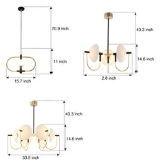 1/3/6 Heads Semicircular Opal Glass Dome Chandelier Aperture Pendant Light Hanging Ceiling Lighting