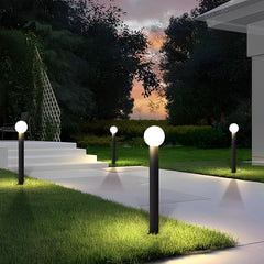 Round Ball Waterproof LED Metal Black Modern Outdoor Pathway Lights