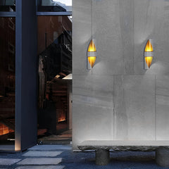 Spiral Exterior Up and Down Wall Lights Outdoor Wall Mounted Light with Gold Interior