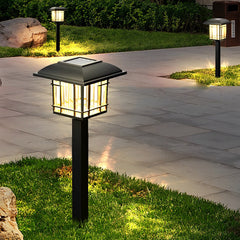 2PCS Vintage Square Waterproof LED Black Modern Solar Lawn Lights
