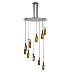 10 Light 36" Wide Multi Light Pendant with Handmade Shade