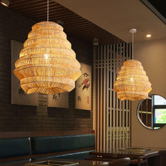 Bamboo Spiral Ceiling light fitting Pendant Lamp
