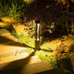 Black Cylindrical Solar Post light Outdoor Post Light