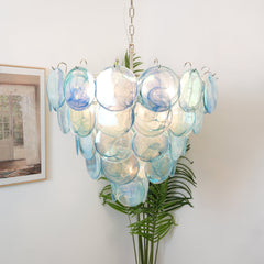 Blue Murano Disc Candelabrum Chandelier