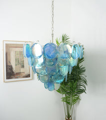 Blue Murano Disc Candelabrum Chandelier