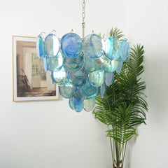 Blue Murano Disc Candelabrum Chandelier