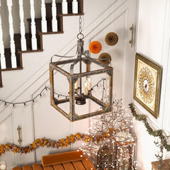 Boho Rustic Cube Ceiling fixture Chandelier
