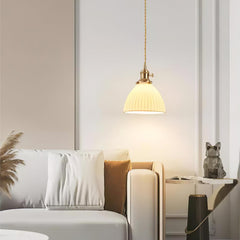 Brass Pleated Ceramic Hanging light Pendant Lamp