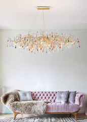 Colorful Raindrop Brass Branch Candelabrum Chandelier