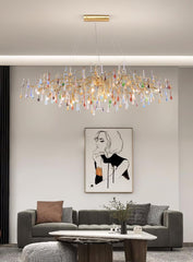 Colorful Raindrop Brass Branch Candelabrum Chandelier