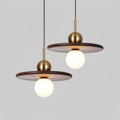 Flying Saucer Walnut Houselight Pendant Lamp