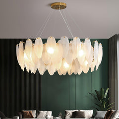 Glass Feather Electrolier Chandelier