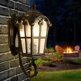 Vintage Glass Waterproof Black European-style Outdoor Wall Lamp Exterior Lights