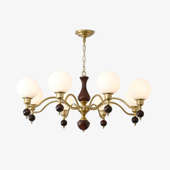 Globe Orb Wood Gasolier Chandelier