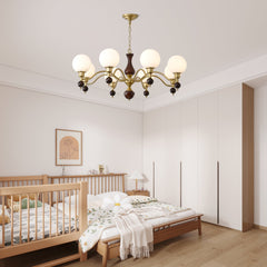 Globe Orb Wood Gasolier Chandelier