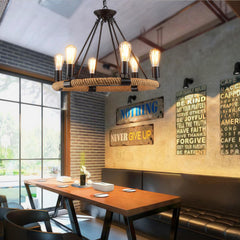 Hemp Rope Industrial Large Circle Candelabrum Chandelier