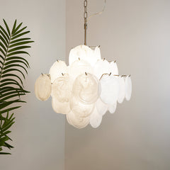 Isadora Murano White Disc Electrolier Chandelier