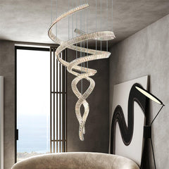 Long Spiral Crystal Ceiling fixture Chandelier