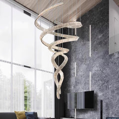 Long Spiral Crystal Ceiling fixture Chandelier