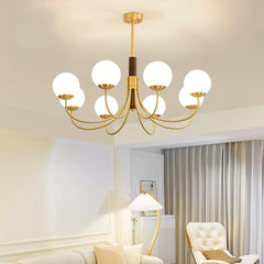 Midas Touch Walnut Sphere Pendant light Chandelier