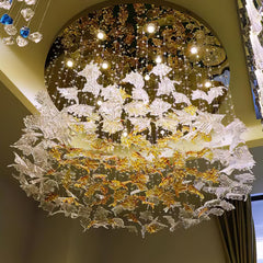 Multicolor Crystal Maple Leaf Gasolier Chandelier