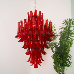 Murano Crimson Cascade Candelabrum Chandelier